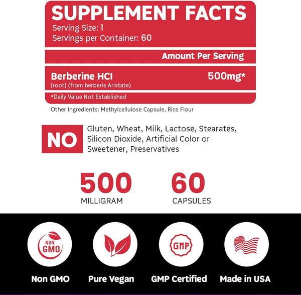 Berberine HCL 90 Capsules - Boostceuticals®