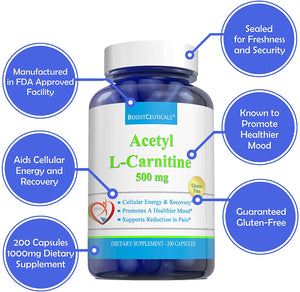 ACETYL L CARNITINE 1000mg 200 Caspsules - Boostceuticals